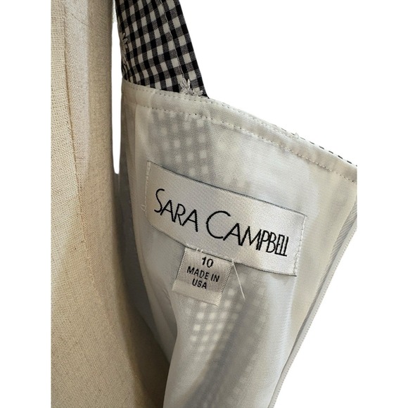 Sara Campbell Gingham Dress Eyelet Lace Sun 60s Mod Style Costal Preppy Sz 10 - Picture 7 of 9